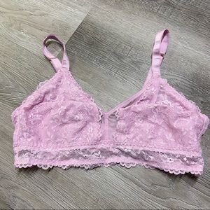 Savage X Fenty Pink Lavender Floral Lace Unlined Bra Size 1X